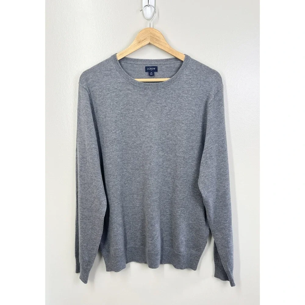 J.Crew Merino Wool Blend Sweater Crewneck Men's Gray Sz M Preppy